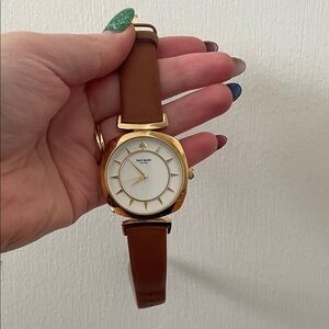 Kate Spade Gold Hello Sunshine Watch with Brown Strap